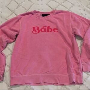 Hatch Pink Crew Neck Sweater with 'Babe' Print
